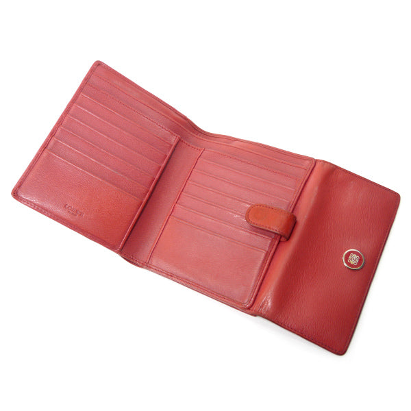LOEWE　アナグラムロゴボタン レザー折り財布（赤）