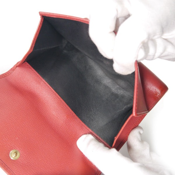 LOEWE　アナグラムロゴボタン レザー折り財布（赤）