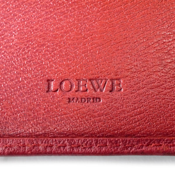 LOEWE　アナグラムロゴボタン レザー折り財布（赤）