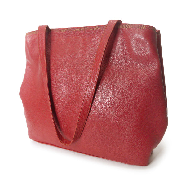 LOEWE　アナグラムロゴ型押しレザーA4トートバッグ（赤）