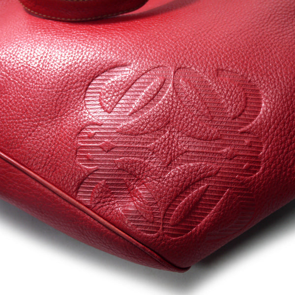 LOEWE　アナグラムロゴ型押しレザーA4トートバッグ（赤）