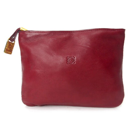 LOEWE　アナグラムロゴ総革ミニポーチ（赤）