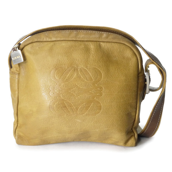 LOEWE　アナグラムロゴ スクエアレザーショルダー（黄）