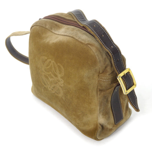 LOEWE　アナグラムロゴ スエードスクエアショルダー（ベージュ）