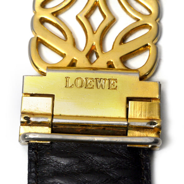 LOEWE　アナグラムロゴバックル レザーベルト（濃茶）