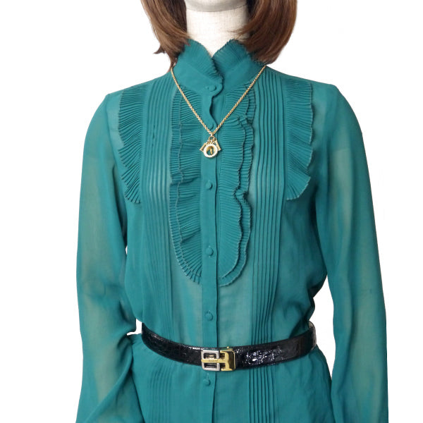 LOEWE　アナグラムロゴバックル レザーベルト（濃茶）