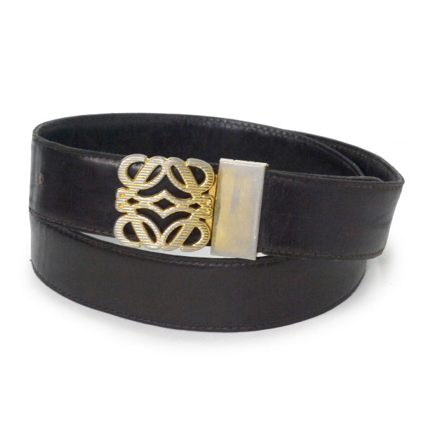 LOEWE　アナグラムロゴバックル レザーベルト（濃茶）