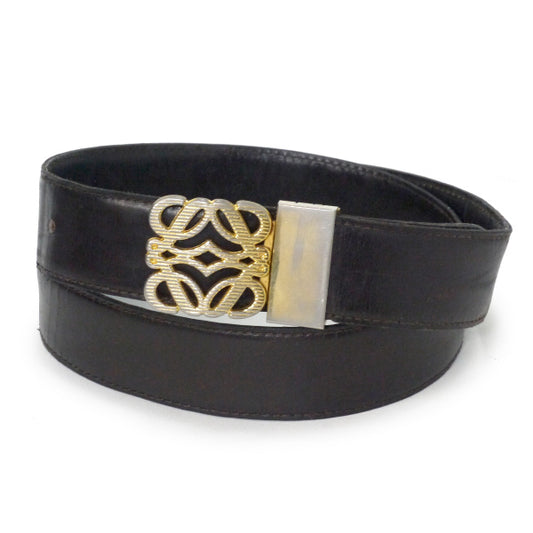 LOEWE　アナグラムロゴバックル レザーベルト（濃茶）