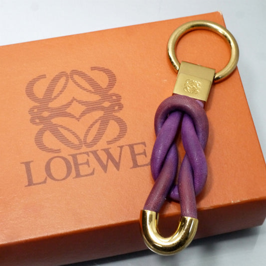 LOEWE　ツイストレザーキーリング （紫/箱付き）