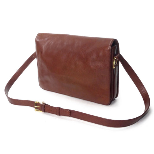 LOEWE　アナグラムロゴ レザースクエアショルダー（茶）