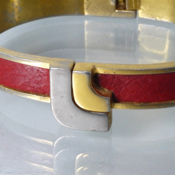 LOEWE　ゴールド×レザー ブレスレット（赤）