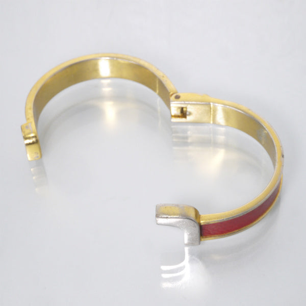 LOEWE　ゴールド×レザー ブレスレット（赤）