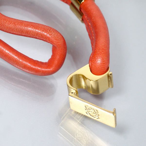 LOEWE　アナグラムロゴ レザー２連ブレスレット（オレンジ）