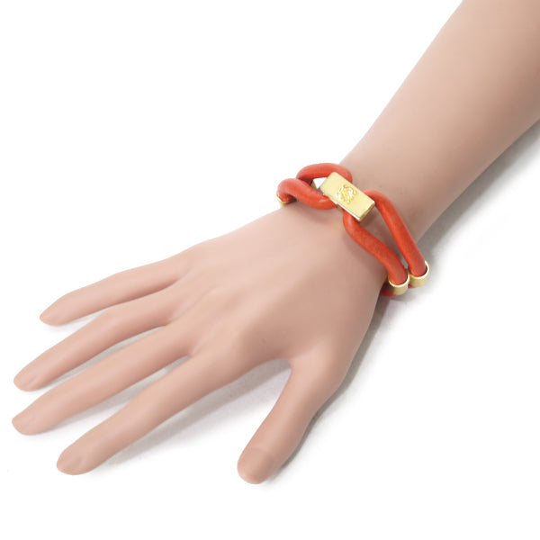 LOEWE　アナグラムロゴ レザー２連ブレスレット（オレンジ）