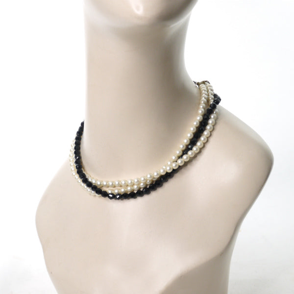 MIRIAM HASKELL 80sパール×ビーズ３連ネックレス