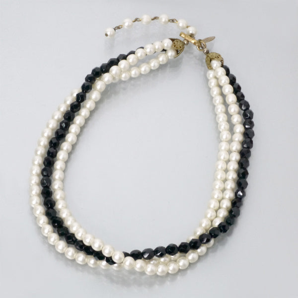 MIRIAM HASKELL 80sパール×ビーズ３連ネックレス