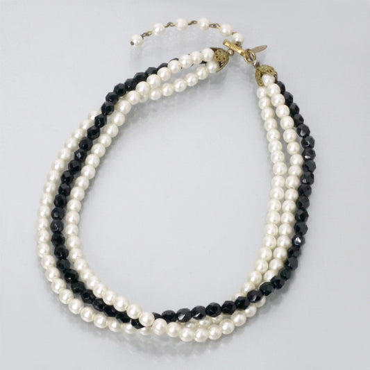 MIRIAM HASKELL 80sパール×ビーズ３連ネックレス