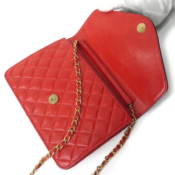 mila schon　キルティング バイカラーチェーンバッグ（赤/黒）