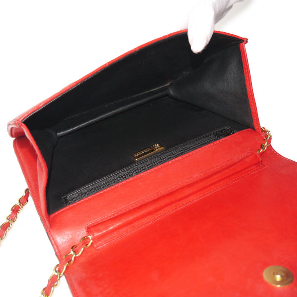 mila schon　キルティング バイカラーチェーンバッグ（赤/黒）