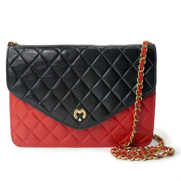 mila schon　キルティング バイカラーチェーンバッグ（赤/黒）