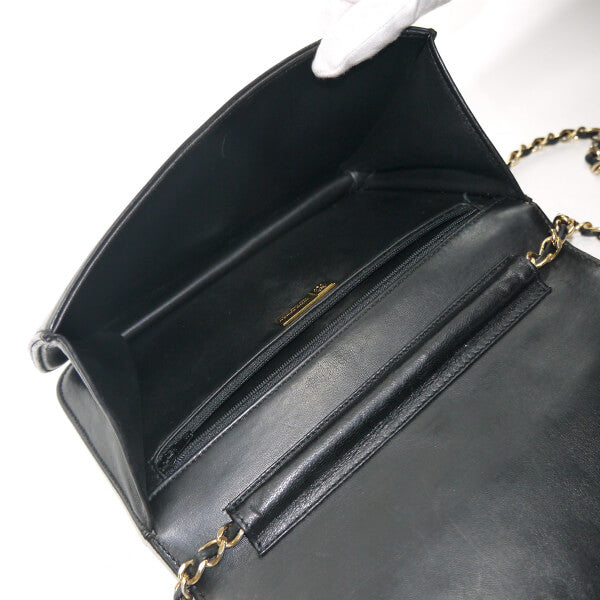 mila schon　キルティングレザー フルフラップチェーンバッグ（黒）
