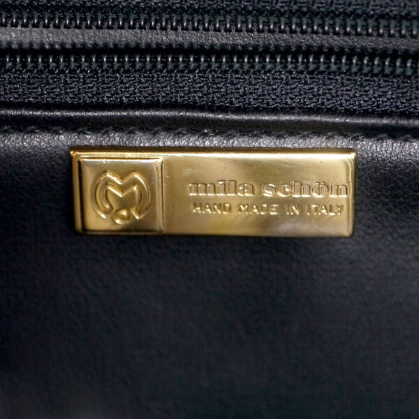 mila schon　キルティングレザー フルフラップチェーンバッグ（黒）