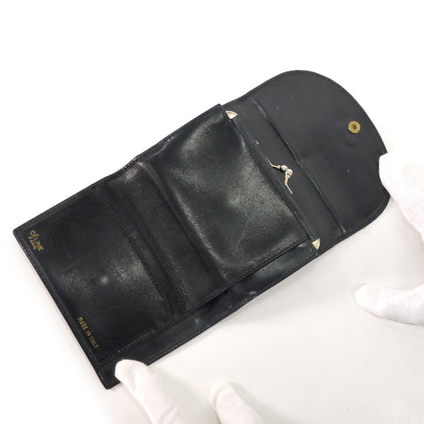 OLD CELINE 馬車金具レザーがま口折り財布（黒）