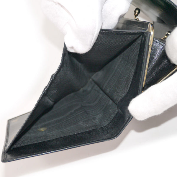 OLD CELINE 馬車金具レザーがま口折り財布（黒）