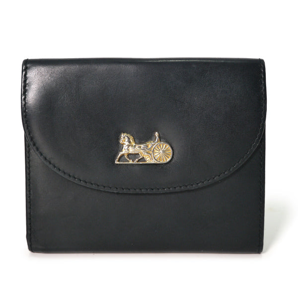 OLD CELINE 馬車金具レザーがま口折り財布（黒）