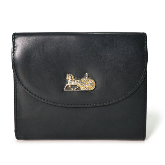 OLD CELINE 馬車金具レザーがま口折り財布（黒）