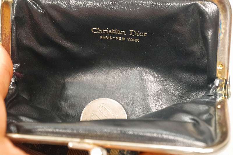 Old Dior トロッターがま口コインケース(紺）