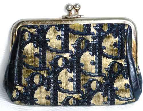 Old Dior トロッターがま口コインケース(紺）