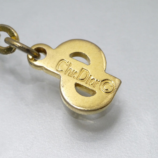 C.Dior ラインストーンロゴプレートネックレス（ゴールド）