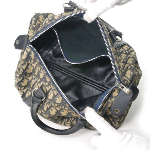 OLD Dior トロッター柄定番ボストン（青/中/斜ライン）