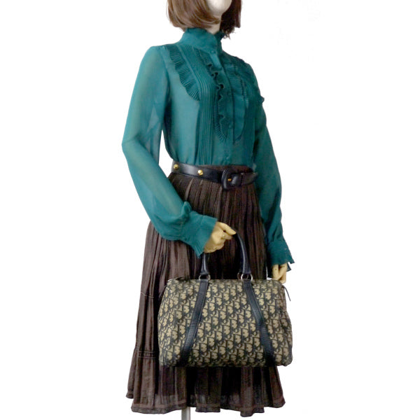 OLD Dior トロッター柄定番ボストン（青/中/斜ライン