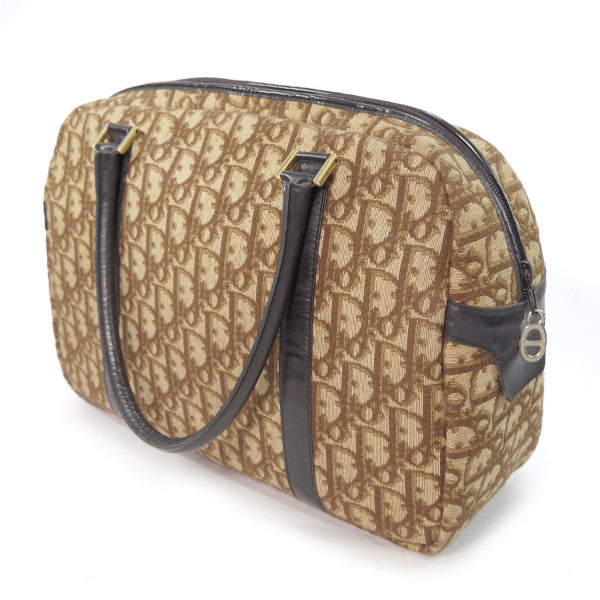 OLD Dior トロッター柄丸形ボストン（茶・中）