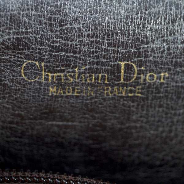 OLD Dior トロッター柄丸形ボストン（茶・中）