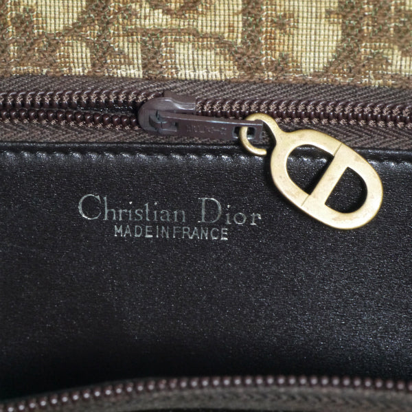 OLD Dior　トロッター柄オーバルロゴ金具ハンドバック（茶）