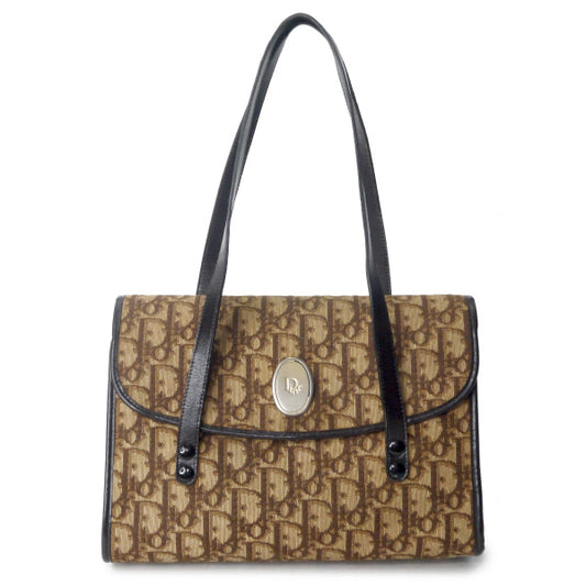 OLD Dior　トロッター柄オーバルロゴ金具ハンドバック（茶）