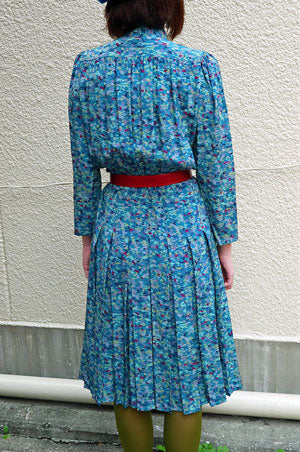 OLD Dior　シルクワンピース（青柄）