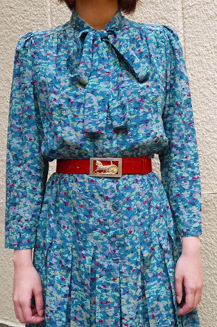 OLD Dior　シルクワンピース（青柄）