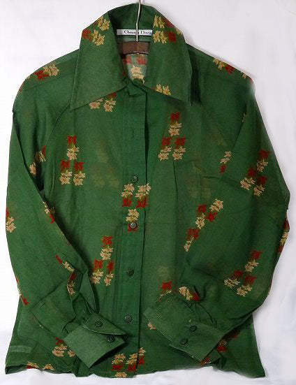 Old Dior 花柄ブラウス（緑）