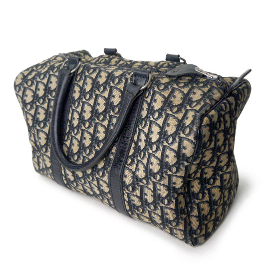 OLD Dior　トロッター柄 定番ボストン（青/中/平行ライン）