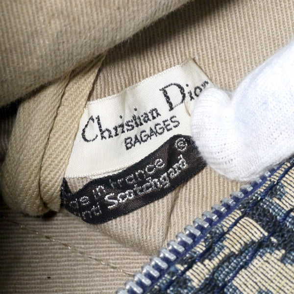 OLD Dior　トロッター柄 定番ボストン（青/中/平行ライン）