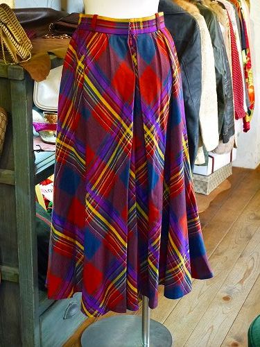 Ｃ． Dior　チェックロングスカート