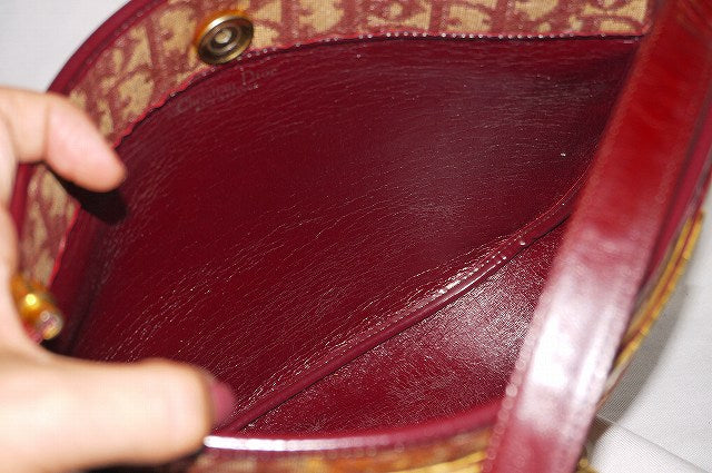 Old Dior　＜訳あり＞トロッター柄ショルダー（赤）