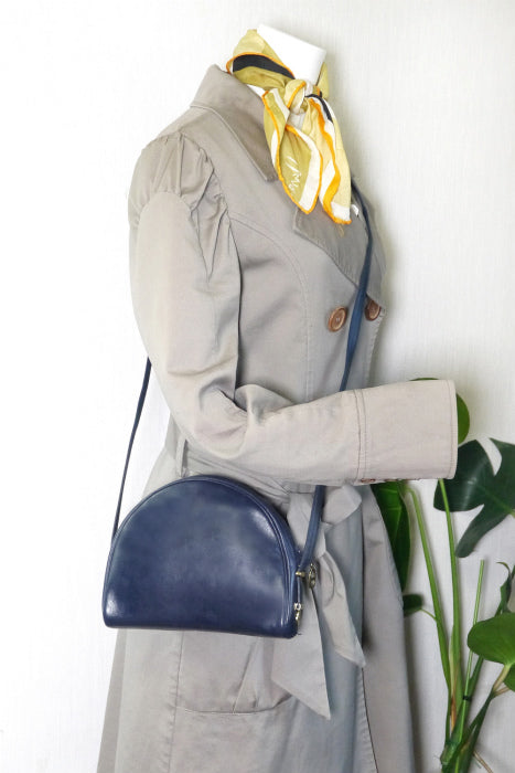 Old Dior　斜めがけ総皮ポシェット（紺）