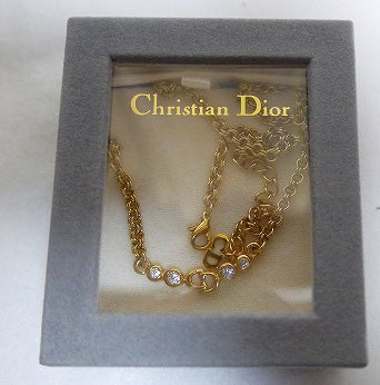 Christian Dior　スワロフスキー　ゴールドネックレス(箱付き)