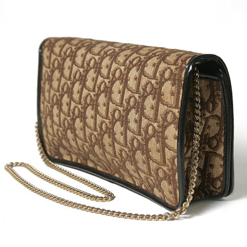 OLD Dior 　茶トロッター チェーン クラッチショルダー