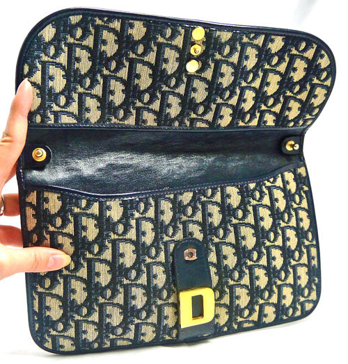 Old Dior　紺トロッター柄　クラッチバッグ